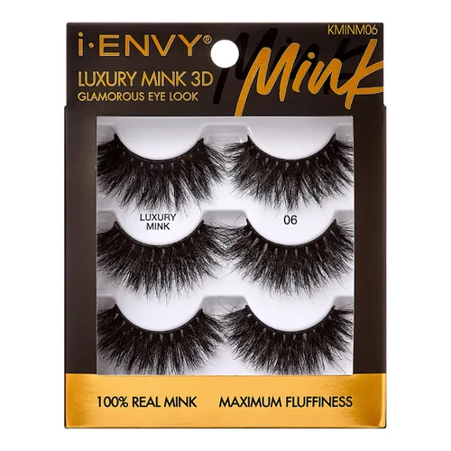 Vista 23 de i-ENVY Pestañas postizas de lujo de la colección de visón, pestañas 100% de visón real, aspecto glamoroso, pestañas de máxima esponjosidad 3D ángulo