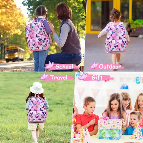 Vista 7 de VASCHY - Mochilas para niños y niñas, ligeras, resistentes al agua, con correa para el pecho