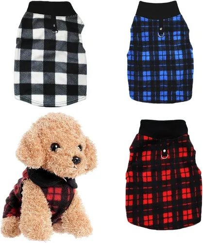Vista 10 de Suéter para perro, chaleco de forro polar suave con anillo para correa, chaqueta pullover de invierno para mascotas, ropa para cachorros, perros