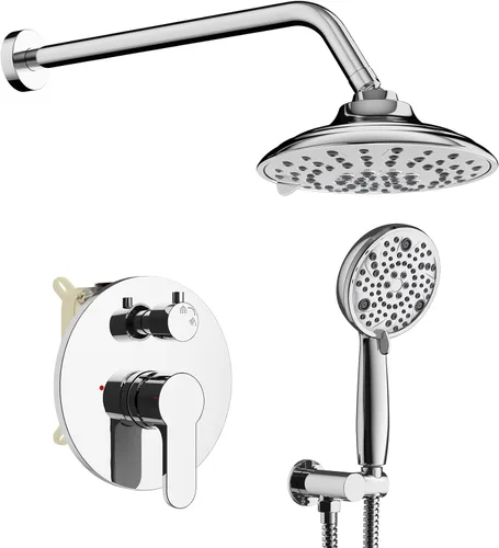 Vista 13 de EMBATHER Juego completo de grifos de ducha, con 3 ajustes de cabezal de ducha de alta presión, accesorios de sistema de ducha de lluvia montados