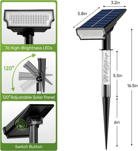 Vista 7 de Focos solares para exteriores, focos RGB para paisaje, paquete de 4