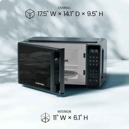 Vista 8 de Chefman Horno microondas para encimera de 0.7 pies cúbicos, 700 vatios con 10 niveles de potencia, 6 ajustes de cocción preestablecidos con cocción