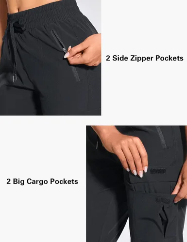 Vista 3 de ZUTY Pantalones cargo para mujer, de 27 pulgadas, pantalones deportivos de secado rápido, ligeros, resistentes al agua, pantalones deportivos