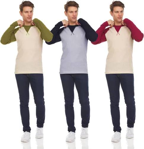 Vista 40 de DARESAY Paquete de 3: camiseta térmica de manga larga para hombre, camisetas de manga larga Henley & Crew para hombre, camisetas de manga larga