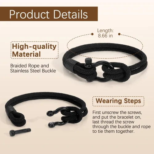 Vista 2 de Pulseras Milan para hombres, regalo inspirador para el día de San Valentín para él, novio, hermano, primo, hijo, nieto, ideas de regalo