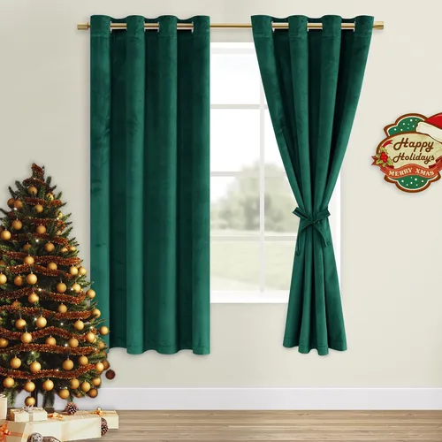 Vista 83 de DWCN - Juego de 2 paneles de cortina de terciopelo con ojales negros, tratamiento de ventanas con aislamiento térmico, apilables, decoración moderna