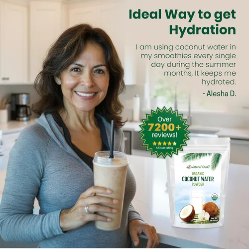 Vista 8 de Z Natural Foods Polvo de agua de coco orgánico – Soporte de energía y electrolitos – Perfecto antes y después del entrenamiento – Vegano, sin