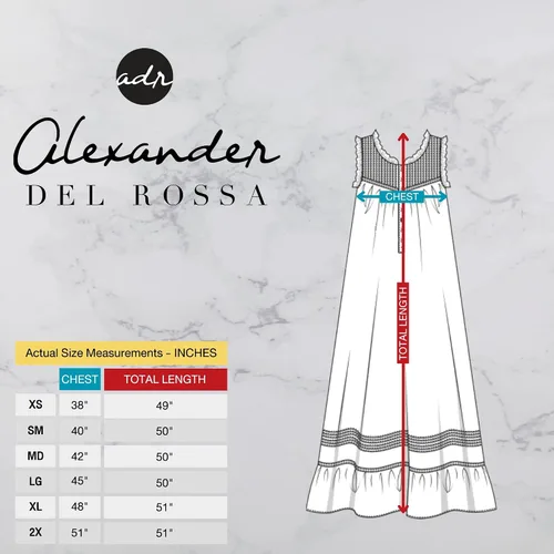 Vista 6 de Alexander Del Rossa Camisón victoriano de algodón para mujer, camisón de algodón blanco sin mangas para mujer, camisón vintage