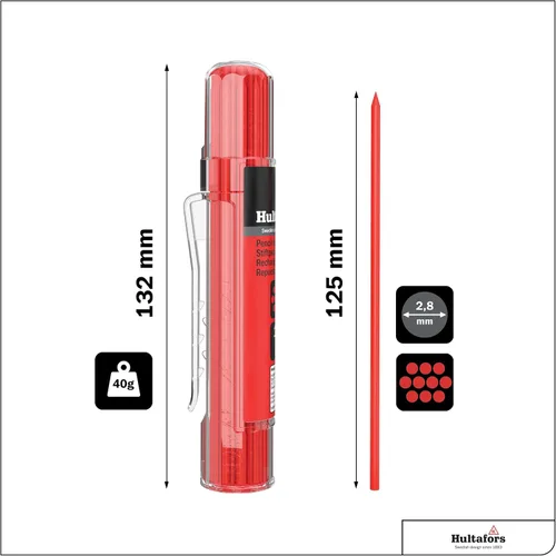 Vista 2 de Hultafors Tools 650150 Recambios de marcador seco HRD, resistente, multiusos, rojo, 10 puntas*