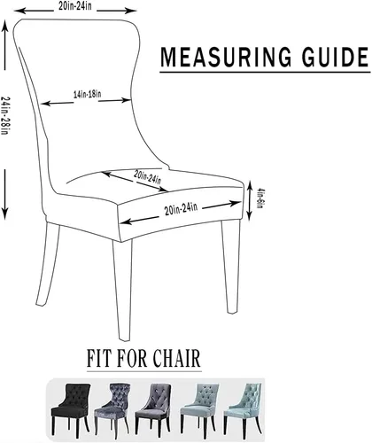 Vista 5 de XMNTG Juego de 4 fundas elásticas de terciopelo negro para silla con respaldo de ala, súper suave, reutilizables, lavables, protectores de silla