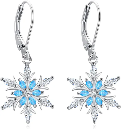 Vista 27 de Aretes colgantes de plata de ley con diseño de árbol de la vida, flor, abeja, animales, gato, colibrí, piedra lunar, turquesa, aretes con cierre