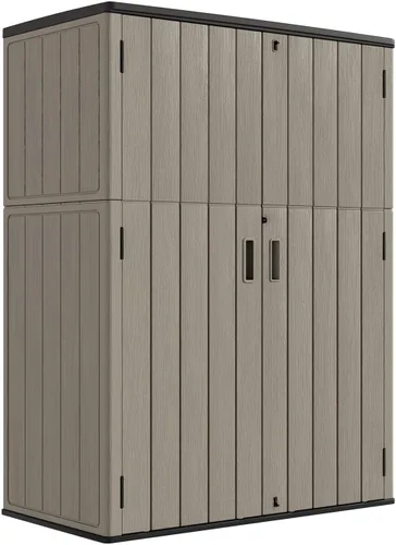 Vista 16 de Cobertizo de almacenamiento horizontal para jardines y patios, caja de almacenamiento de plástico impermeable, cobertizo pequeño de 26 pies cúbicos