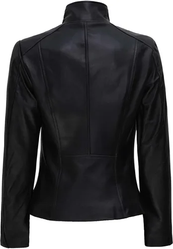 Vista 3 de Chaqueta de cuero Mujer - NegroMarrón Real Lamsbkin Chaquetas de peso medio para mujer