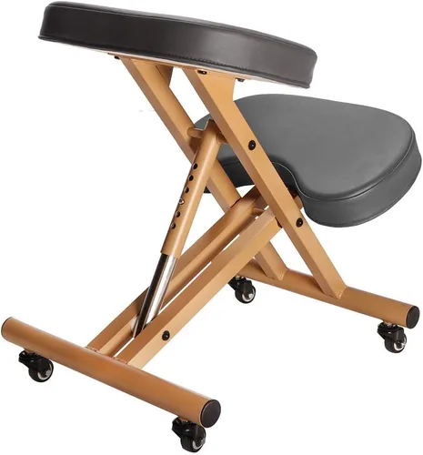 Vista 3 de Modern Home Silla ergonómica con ruedas de postura arrodillada - camello/negro