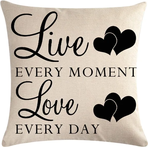 Vista 5 de Paquete de 4 fundas de almohada con citas familiares, rústicas para el hogar, palabras de amor, corazón, país, fundas de cojín con citas Negro