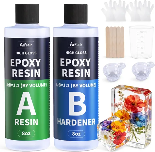 Vista 9 de Kit de Resina Epoxi de 1 Galón (0.5 Gal×2), Resina de Arte Cristalina Transparente, Fuerte Anti-Amarilleamiento Sin Burbujas 1:1 Fundición