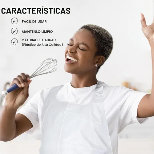 Vista 5 de MT Products 2 Mil White Disposable Poly Aprons 46"x28" - Waterproof Plastic Bibs for Cooking, Dishwashing & Art (Bulk)
