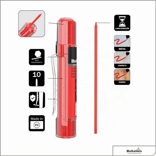 Vista 3 de Hultafors Tools 650150 Recambios de marcador seco HRD, resistente, multiusos, rojo, 10 puntas*