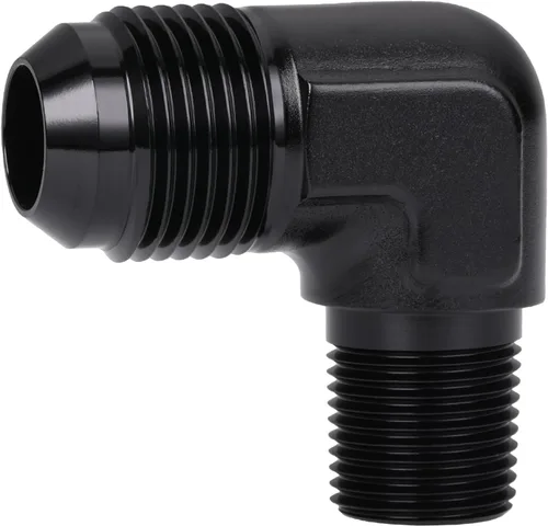 Vista 50 de 3AN macho Flare a 1/4 NPT tubo macho 90 grados codo adaptador unión aluminio negro