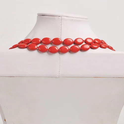 Vista 5 de Jane Stone Funky - Collar con colgante de doble hebra color rojo turquesa con doble capa collar en racimo