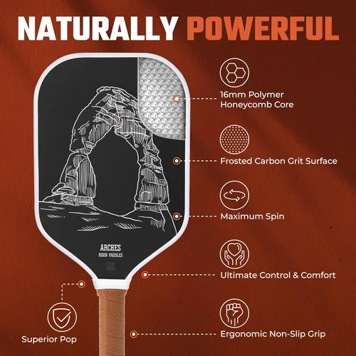 Vista 4 de Bison Paddles: Carbon Fiber Pickleball Paddle Set of 2 - National Parks Edition Durable Unibody Construction Textured Carbon Fiber Surface