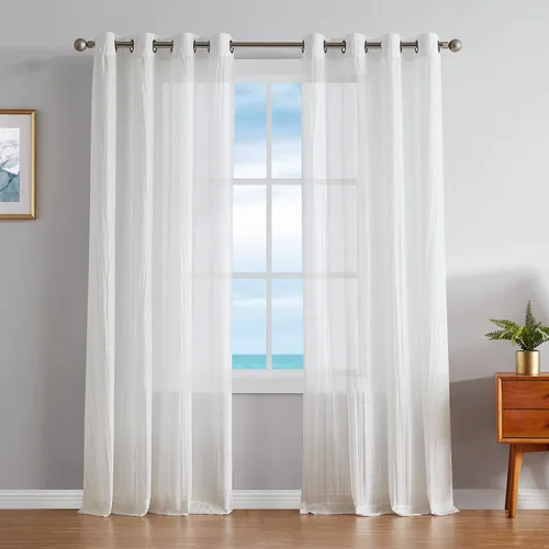 Vista 9 de Nautica - Cordelia - Cortina transparente aplastada Cortinas para ventana Cortinas ligeras Juego de 2 paneles Transparente Cabecera