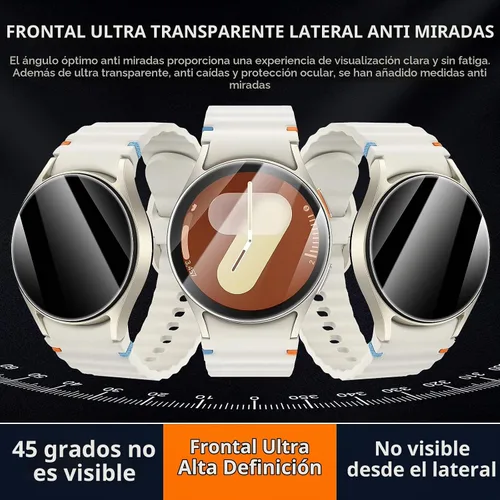 Vista 7 de Suoman Protector de pantalla de privacidad para Samsung Galaxy Watch 6/7/FE Negro