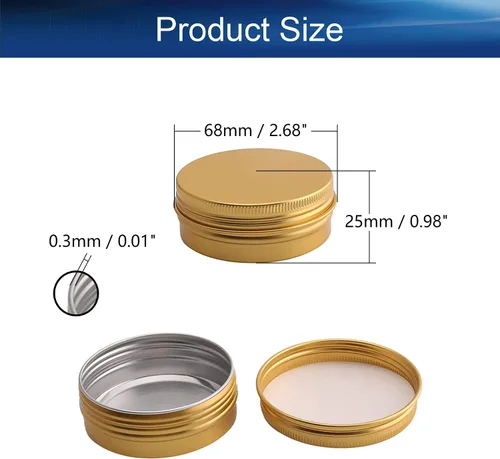 Vista 2 de Bettomshin 10 latas redondas de aleación de aluminio de 2.0 fl oz de lata de 2.0 fl oz con tapa de metal, 2.12 oz para almacenar objetos pequeños