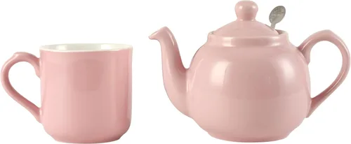 Vista 5 de London Pottery Tetera Farmhouse con infusor de cerámica, rosa Janpaese Sakura, 2 tazas (20.3 fl oz)
