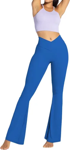Vista 32 de Sunzel - Leggings acampanados para mujer, con control de abdomen, cintura cruzada y pierna ancha