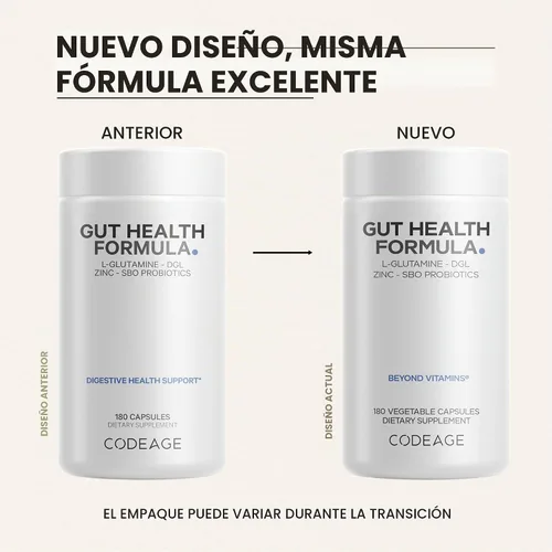 Vista 3 de Codeage Gut Health, L-glutamina, cola de pavo, regaliz DGL, 180 cápsulas