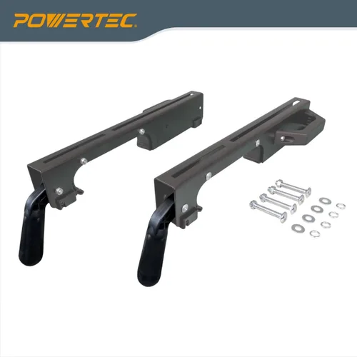 Vista 7 de POWERTEC Soporte portátil para sierra ingletadora con soportes de montaje de liberación rápida, capacidad de carga de 330 libras, ruedas de 8