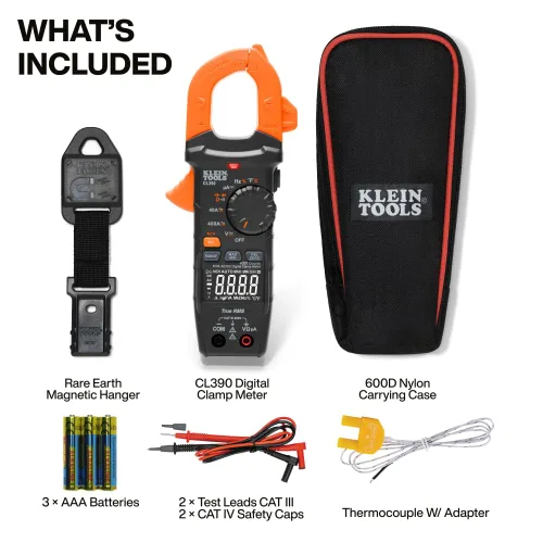 Vista 2 de Klein Tools 80197 Kit de medidor de abrazadera AC/DC con colgador magnético, TRMS de rango automático, 400 amperios, probador de voltaje NCVT, kit