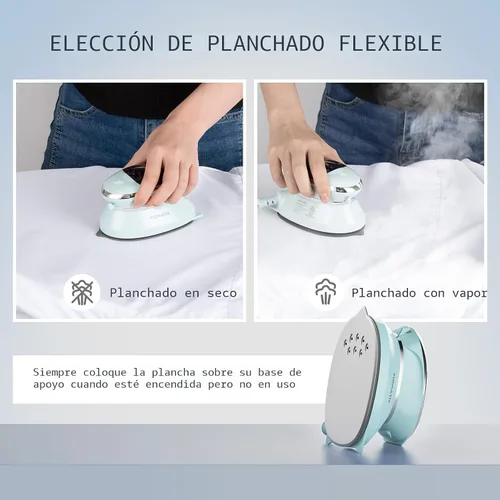 Vista 5 de PIOMATIC Mini plancha de viaje con vapor para ropa con doble voltaje, mini máquina de planchar portátil con suela antiadherente, plancha pequeña