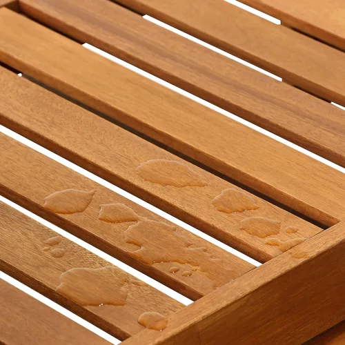 Vista 7 de Furinno TIOMAN - Columpio de madera colgante de 2 plazas con cadena en aceite de teca, para patio, jardín, porche, madera clara