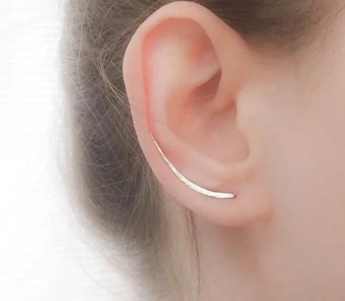 Vista 3 de Aretes largos de plata de ley para escaladores