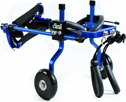Vista 6 de JITEM Silla de ruedas para perros de 2 ruedas para patas traseras, ligera, ajustable, ruedas de ejercicio para animales, para discapacitados