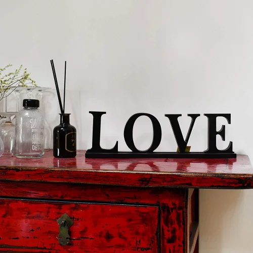 Vista 3 de Letrero de amor para decoración del hogar, letras de bloque de amor de madera, decoración rústica de mesa (amor)