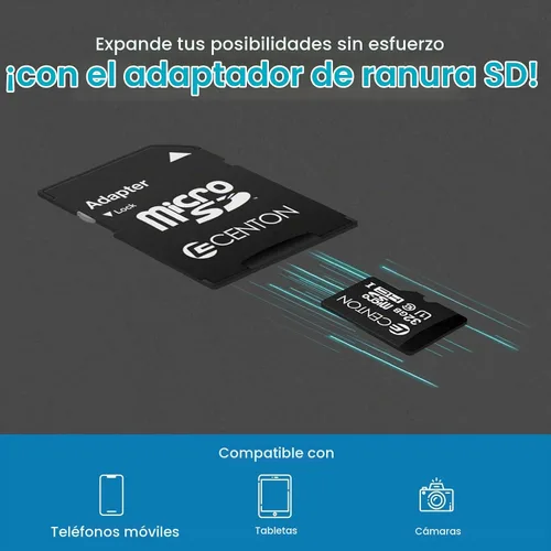 Vista 4 de Centon Tarjeta de memoria Micro SDHC Clase 10 UHS-I con adaptador SD de 32