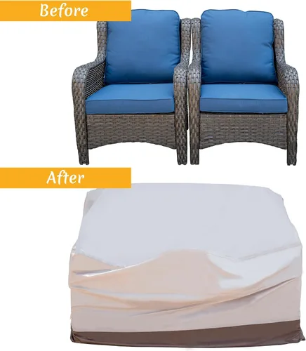 Vista 5 de ovios Fundas para muebles de patio, funda impermeable para sillas de sofá seccional, sofá biplaza otomana, sofá o mesa de uso general, 58.3 pulgadas