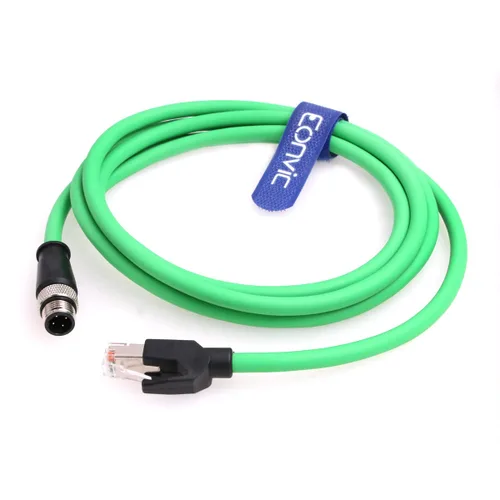 Vista 6 de Cable de red para cámara industrial Cognex de 4 pines M12 de 4 pines a RJ45, cables blindados CAT5e (azul, 1M)