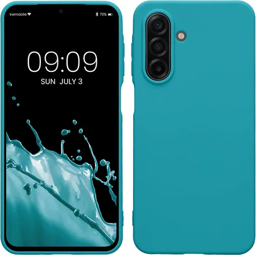 Vista 161 de kwmobile Funda compatible con Samsung Galaxy A12 - Funda protectora de silicona TPU suave y delgada - Azul Báltico