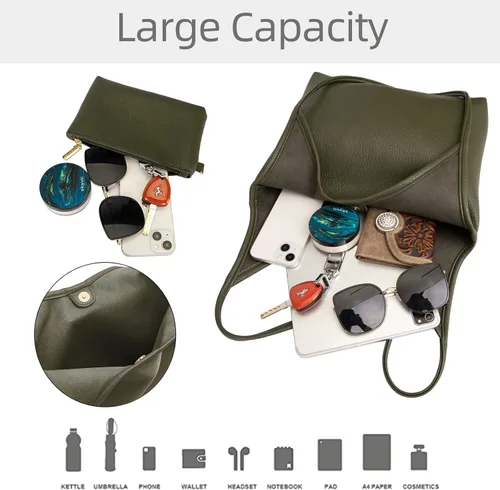 Vista 4 de Montana West Bolsos estilo hobo holgados para mujer, bolsos de hombro suaves de diseñador para mujer, bolso de mano con asa superior