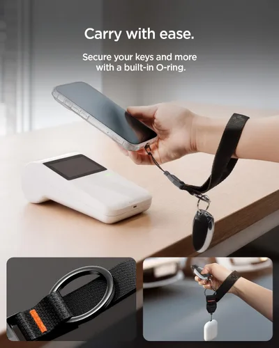 Vista 6 de Spigen Correa de muñeca universal con lengüeta de sujeción para iPhone, galaxia, píxel, cámaras, llaveros y cordón duradero, fácil de quitar