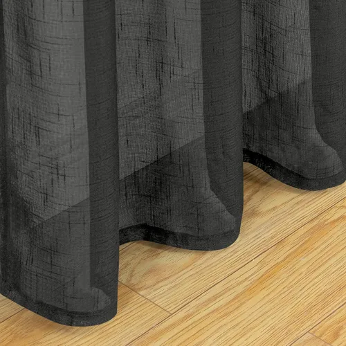 Vista 7 de BGment Juego de 2 paneles de cortinas de lino traslúcidas negras para sala de estar, cortinas semitransparentes de 84 pulgadas de largo
