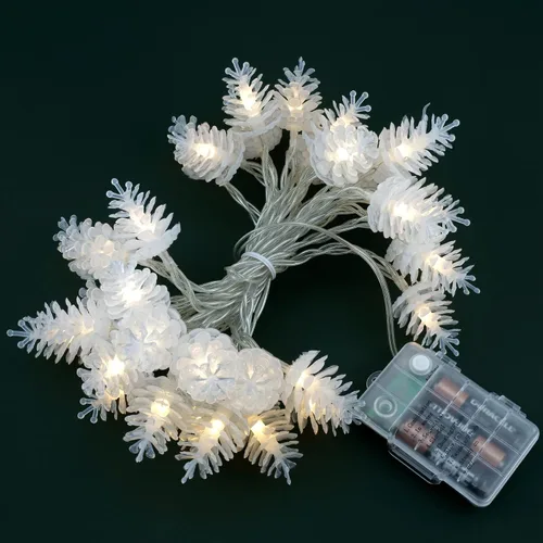 Vista 4 de Cadena de luces de piña con pilas, 17.5 pies, 35 conos de pino, 8 modos, funciona con pilas, luz decorativa de hadas (piña) Distancia de 6