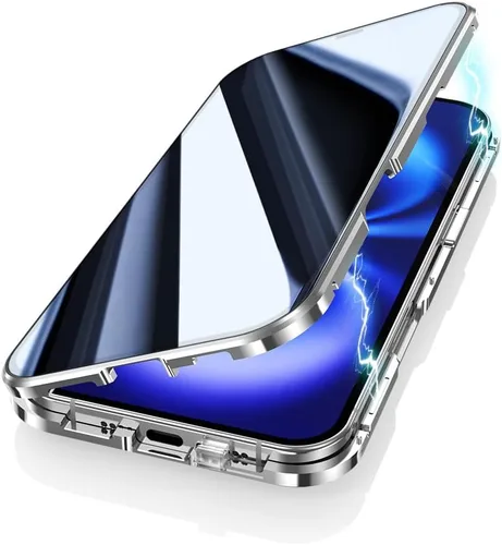 Vista 14 de Funda antimiradas con cerradura para iPhone 13 Pro, funda magnética de vidrio con protector de lente de cámara integrado, protector de pantalla