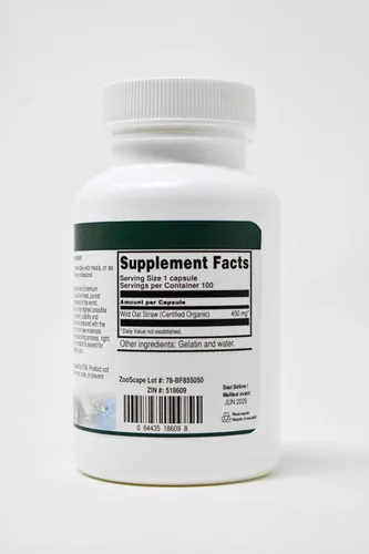 Vista 6 de Paja de Avena Salvaje (Avena Sativa) (Certificado Orgánico) - 450 mg (100 Cápsulas, ZIN: 518609)