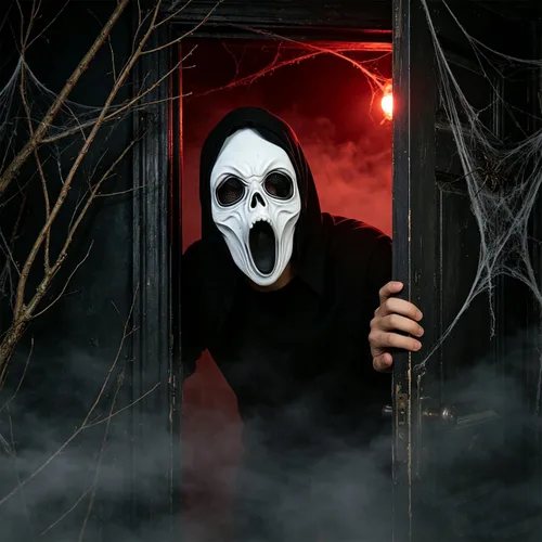 Vista 4 de HOTTERCOS Máscara de fantasma de calavera aterradora de Halloween