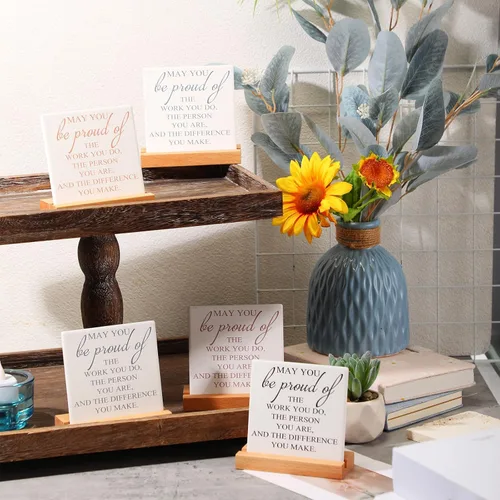 Vista 5 de Paquete de 10 regalos de agradecimiento a los empleados, decoración inspiradora de escritorio, placa de cerámica, letrero de escritorio motivacional